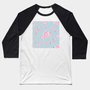 Blooming Sakura branch. Cherry blossom flowers. Romantic translucent watercolor flowers print Baseball T-Shirt